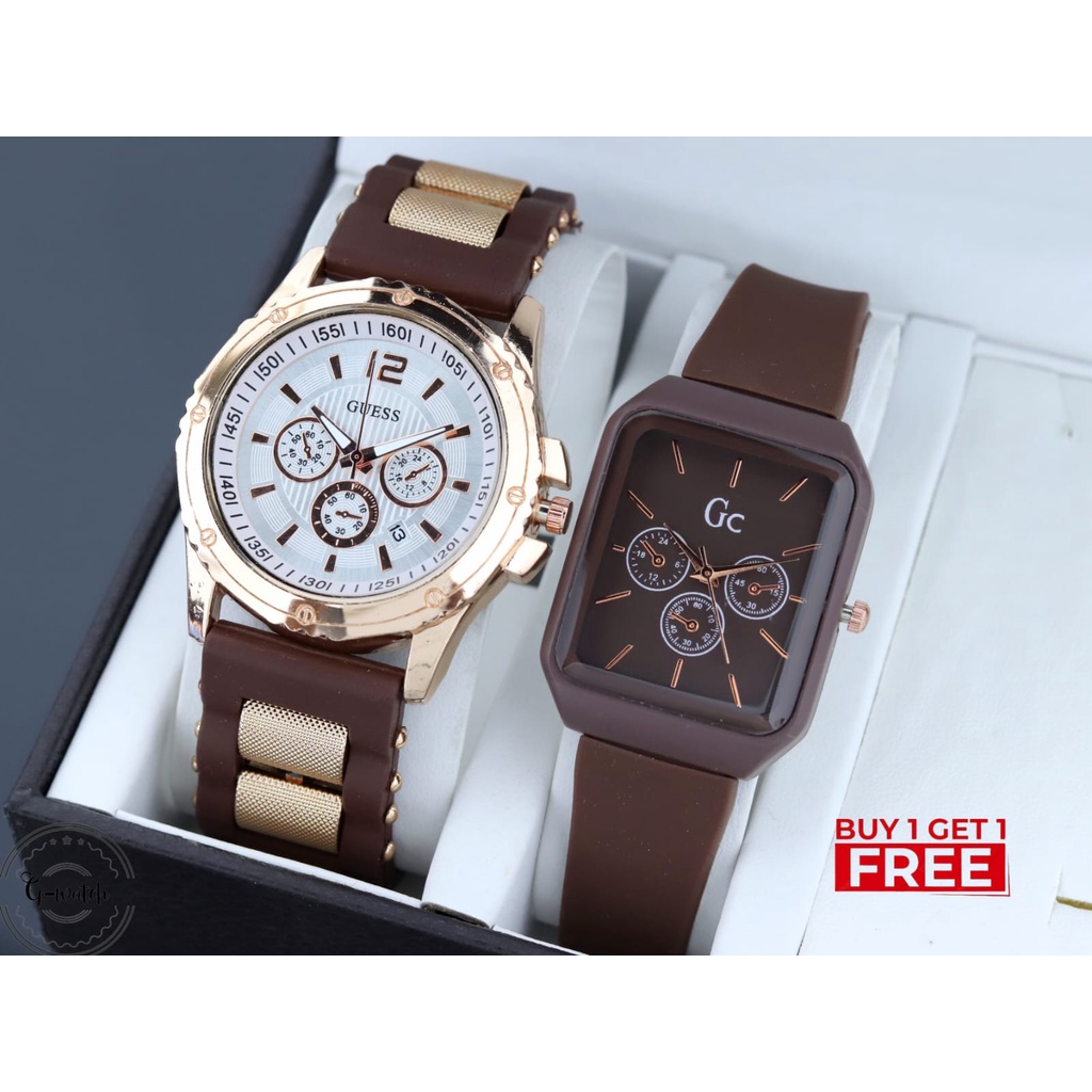 Jam tangan Wanita Strap Karet Tanggal Aktif Bonus Jam tangan Karet Analog Free Batrai