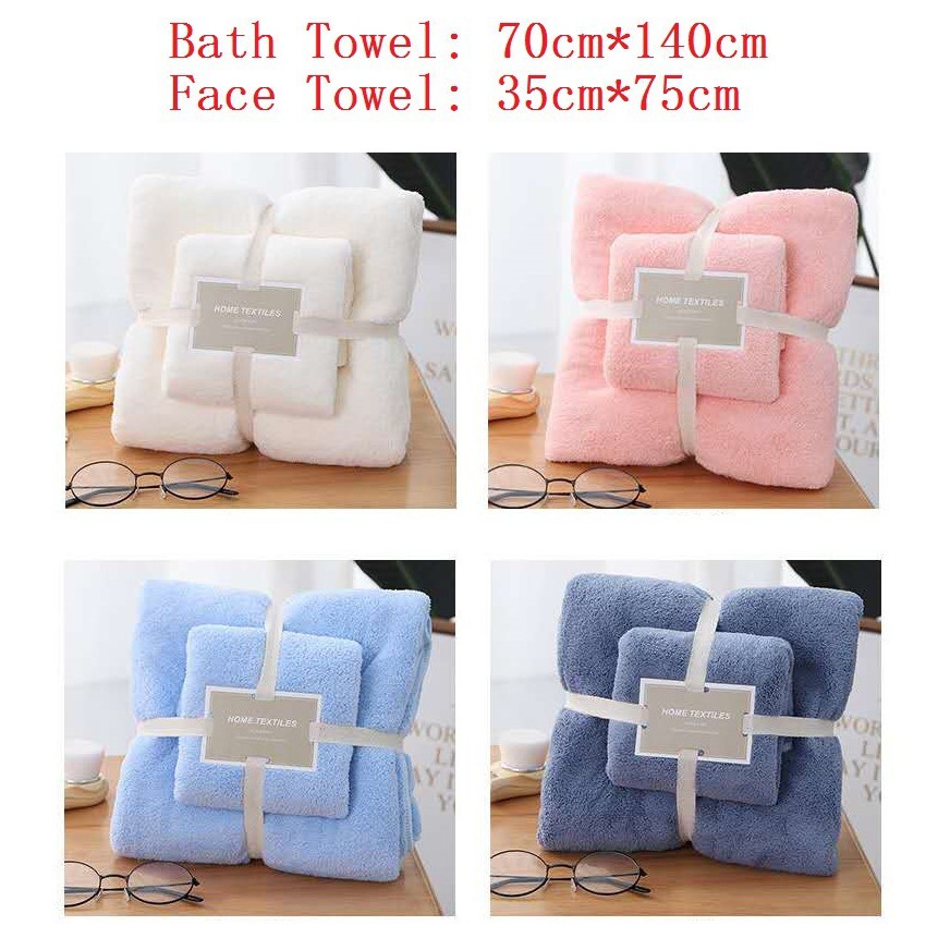Handuk Mandi Dewasa Set 2in1 Handuk Badan dan Wajah Lembut Handuk Mandi Olahraga Catton Towel Serap Air Murah Import