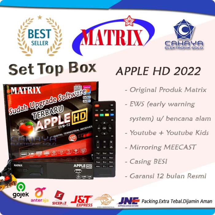 Receiver TV Set Top Box Matrix Apple DVB T2 Digital DVBT2 Antena apel