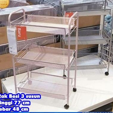 Meja Troli Rak Meja Dorong Hornav4 Troly Dapur Baja Anti Karat, 26Cm