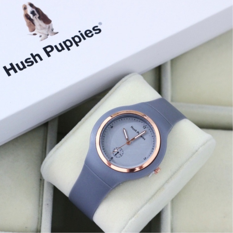 {COD✔️} NEW SUPER  Jam Tangan Wanita Fashion HUSH PUPPIES Strap Karet - Second Variasi - Diameter 3.