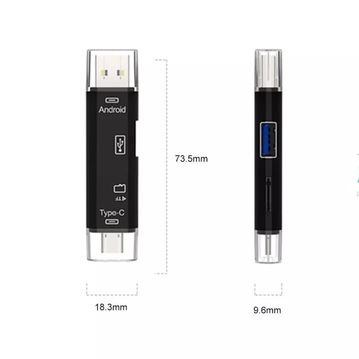 OTG 5 IN 1 USB 2.0 TYPE C, MICRO USB, OTG HUB MICRO SD/TF MEMORI CARD READER MULTI FUNCTION CONVERT