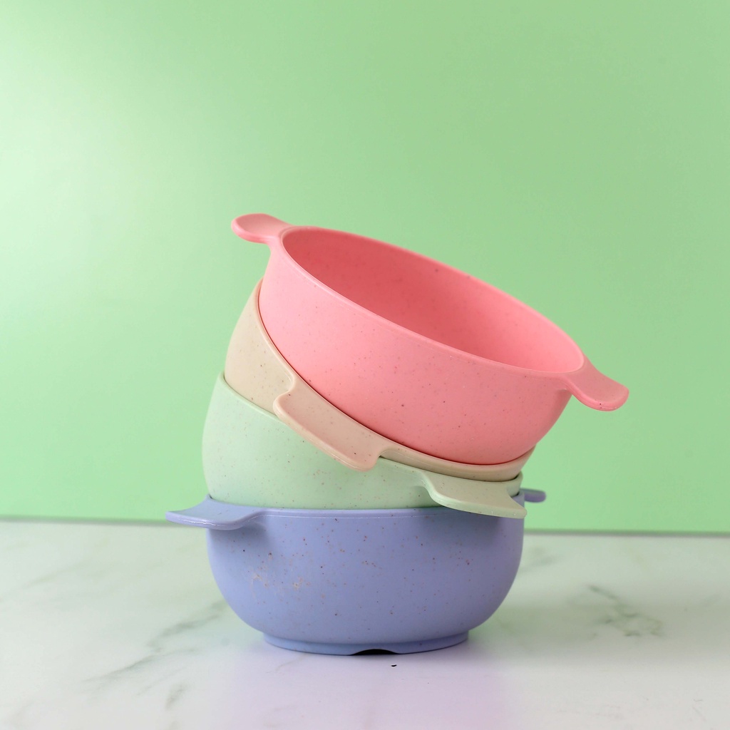 ISI 4-5 Piring Makan Plastik Mangkok Mie Instan | AIUEO Piring Makan Set 19.5cm Free Mangkok Set Wheat Straw Aesthetic Estetik Plastik