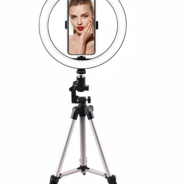 Tripod 1m 3110 +Ringlight 26cm - Paket Lengkap Ringlight 26cm + Tripod