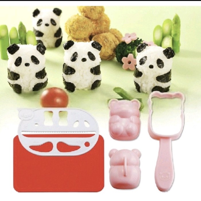 1 Set Cetakan 3D PANDA Nasi Sushi Bento Onigiri Timbul Karakter Kartun