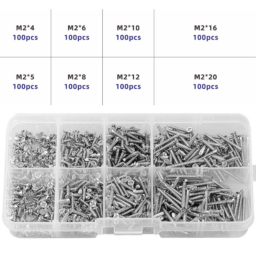 Tokofinaaaa 800Pcs Sekrup Transistor Final Panjang 4Mm-12Mm Sekrup Skrup Fab Sekrup Tapping Baut Mur