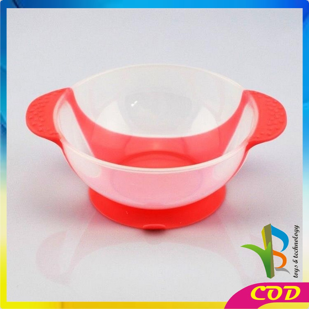 RB-C123 Mangkok + Sendok Makan Bayi Sensor Panas Mangkuk Tempat Makan Bayi Anti Tumpah Suction Bowl