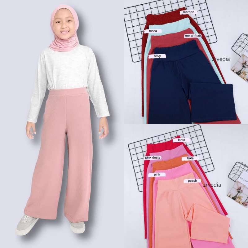 Kulot Sasa uk 7-12 tahun / Panjang 7/8 Cullotes Pants Polos Adem Bawahan Harian Anak Perempuan Cewek