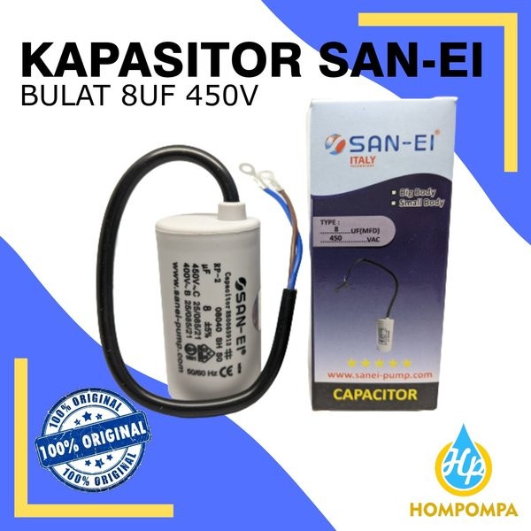 SAN EI Kapasitor Motor Listrik Atau Pompa Air 8uF 450V Cocok Shimizu