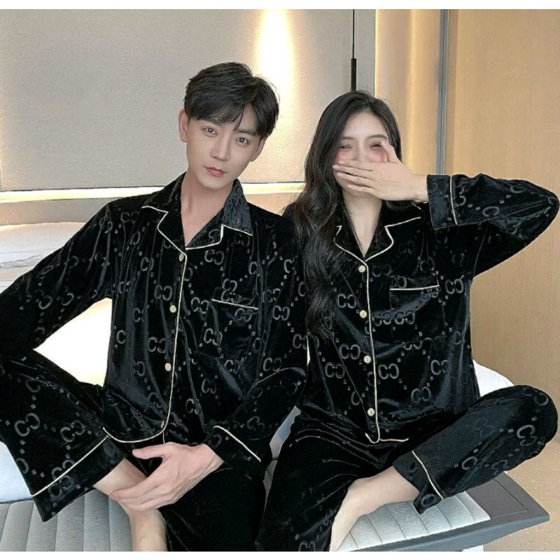 Piyama Couple PP Velvet Premium Baju Tidur Pasangan Bludru Anak Remaja Dewasa 1497