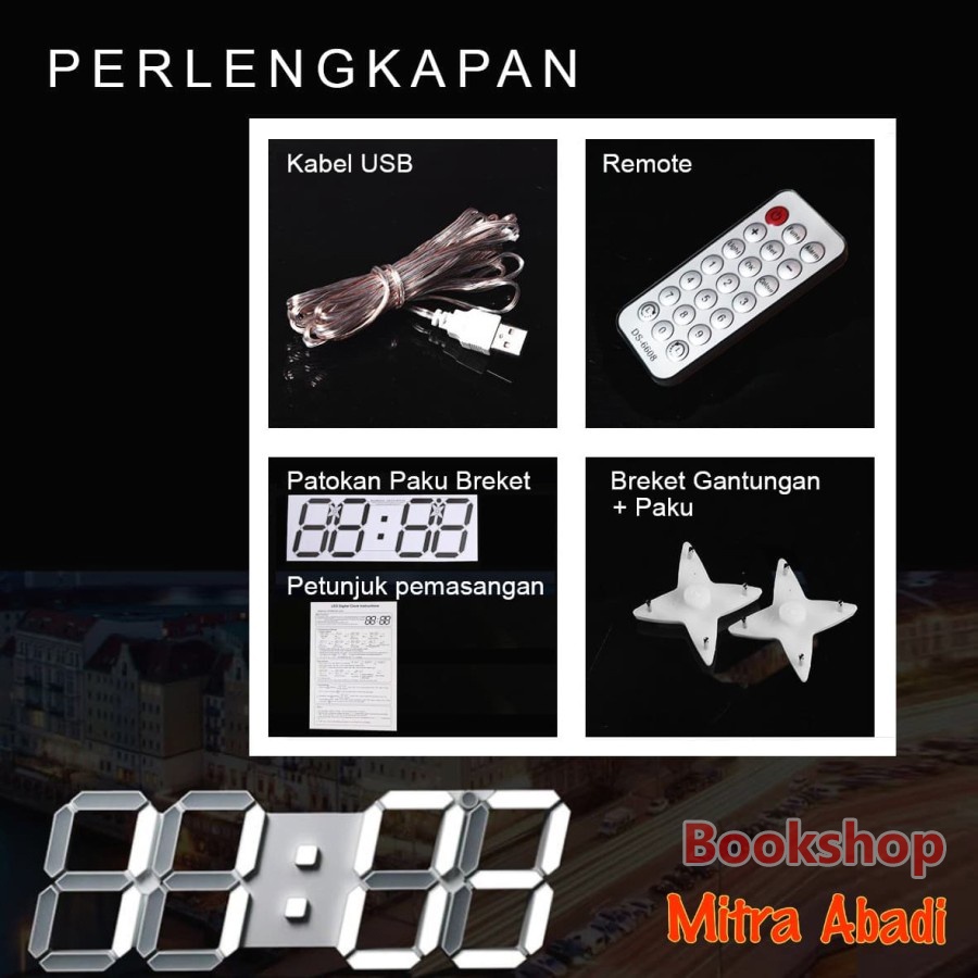 Jam Meja LED Digital / Modern LED Clock Style Tipe DS 6008 + Remote