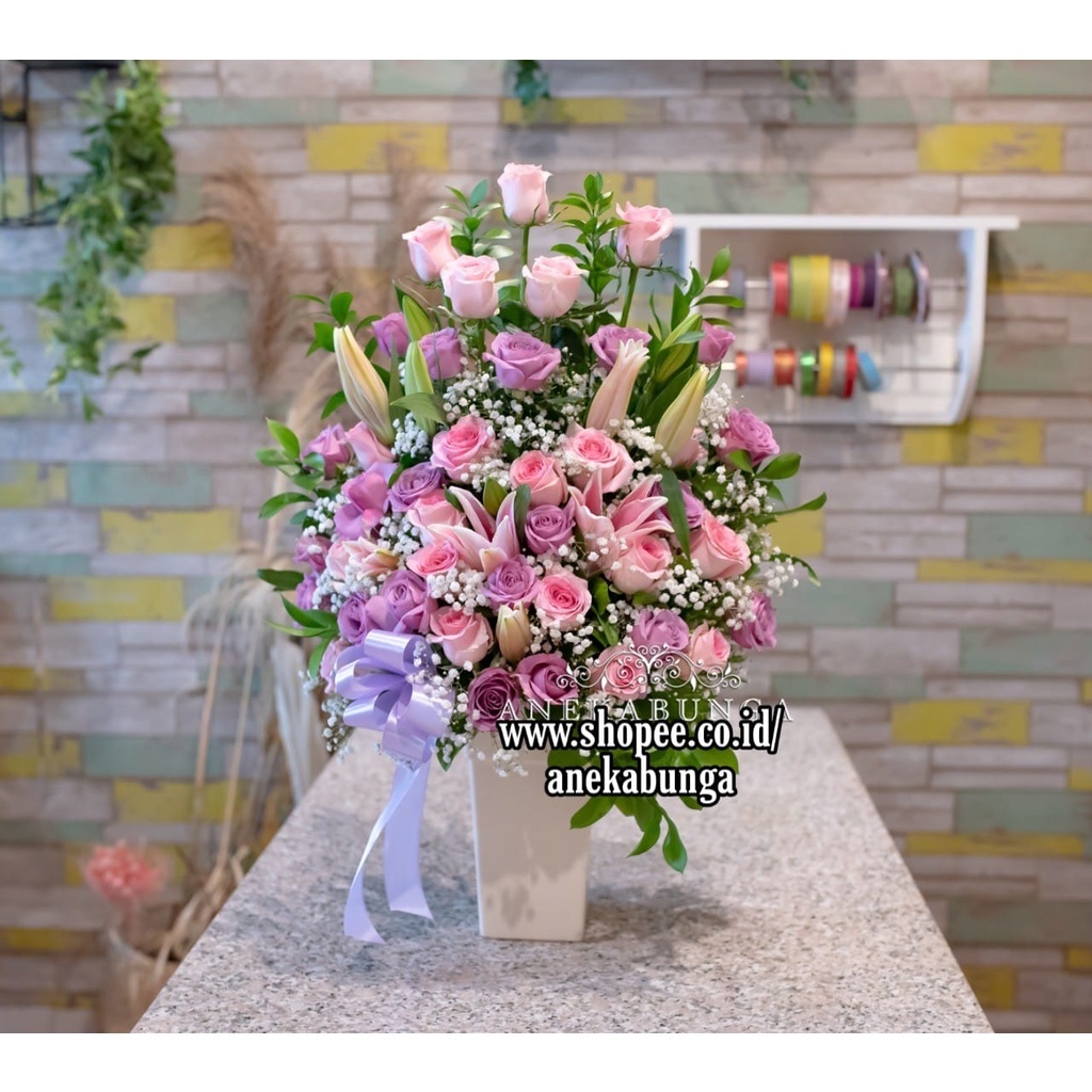 Rangkaian Bunga Pot Flower Ulang Tahun Vas Hias Wedding Kado Mothers Day Rangkaian Hari Ibu Valentin