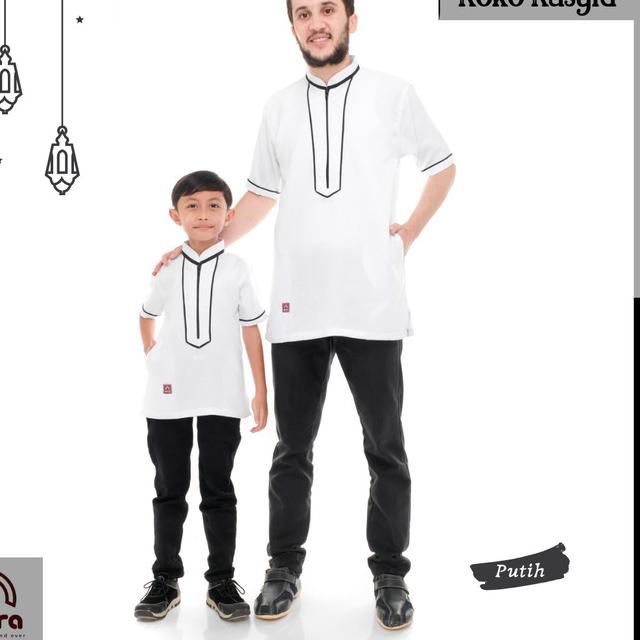 Baju Couple Keluarga Baju Lebaran Couple Sarimbit Keluarga Muslim RSYD - Putih, XL Anak