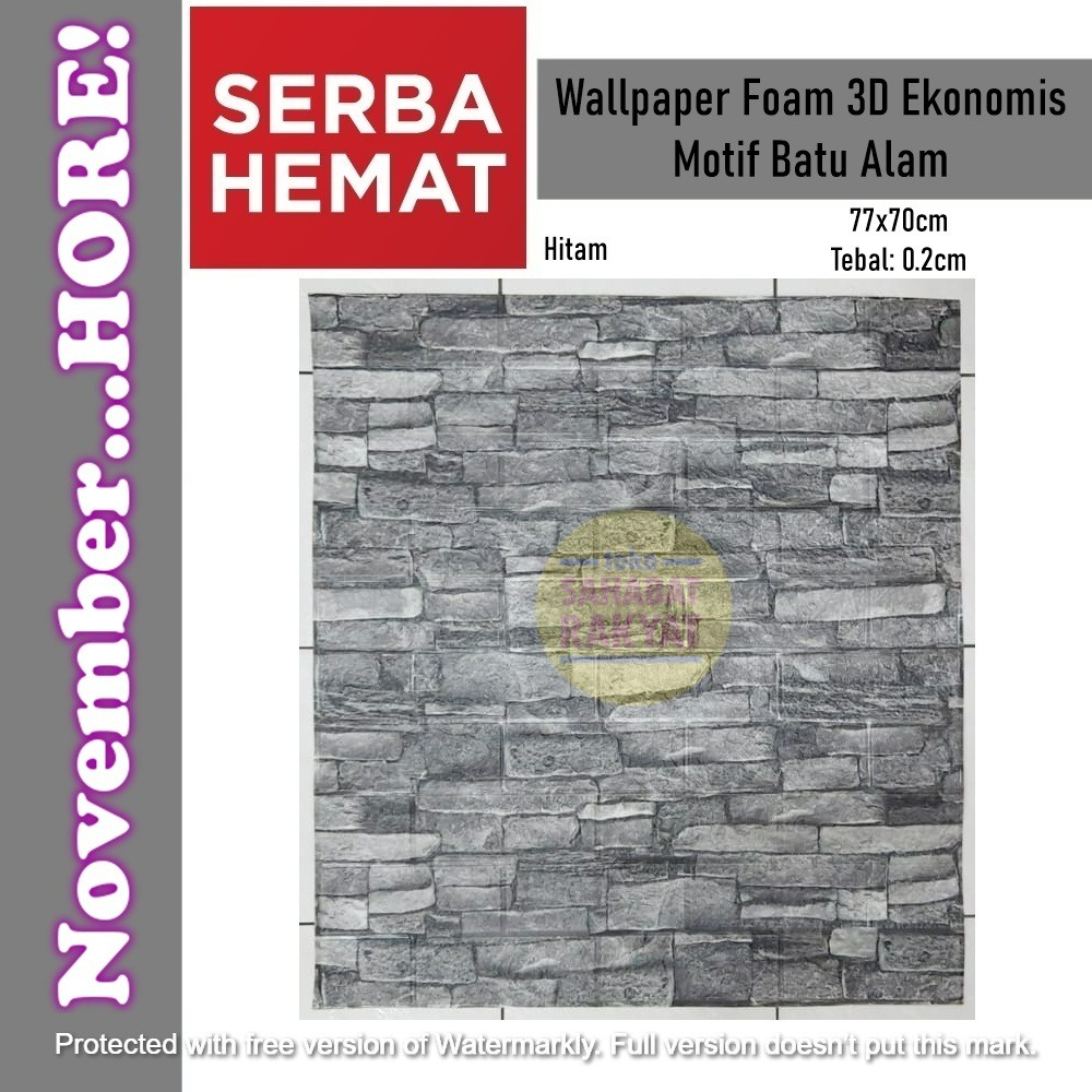 Wallpaper Dinding Foam 3D Batu Alam 77x70cm