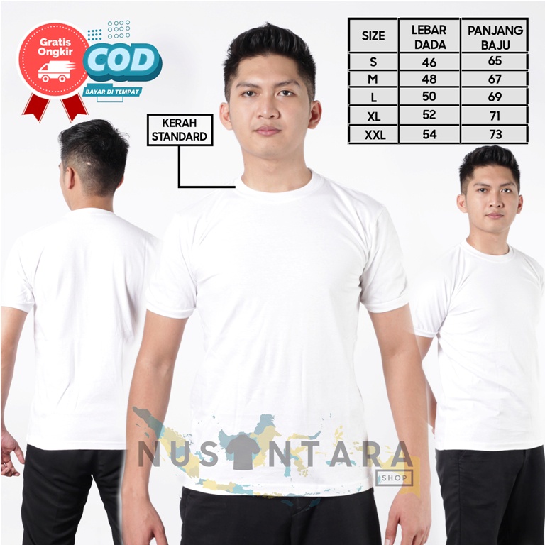 Kaos Polos Warna PUTIH Pria Kaos Security Satpam Kaos Polisi Kerah Pendek