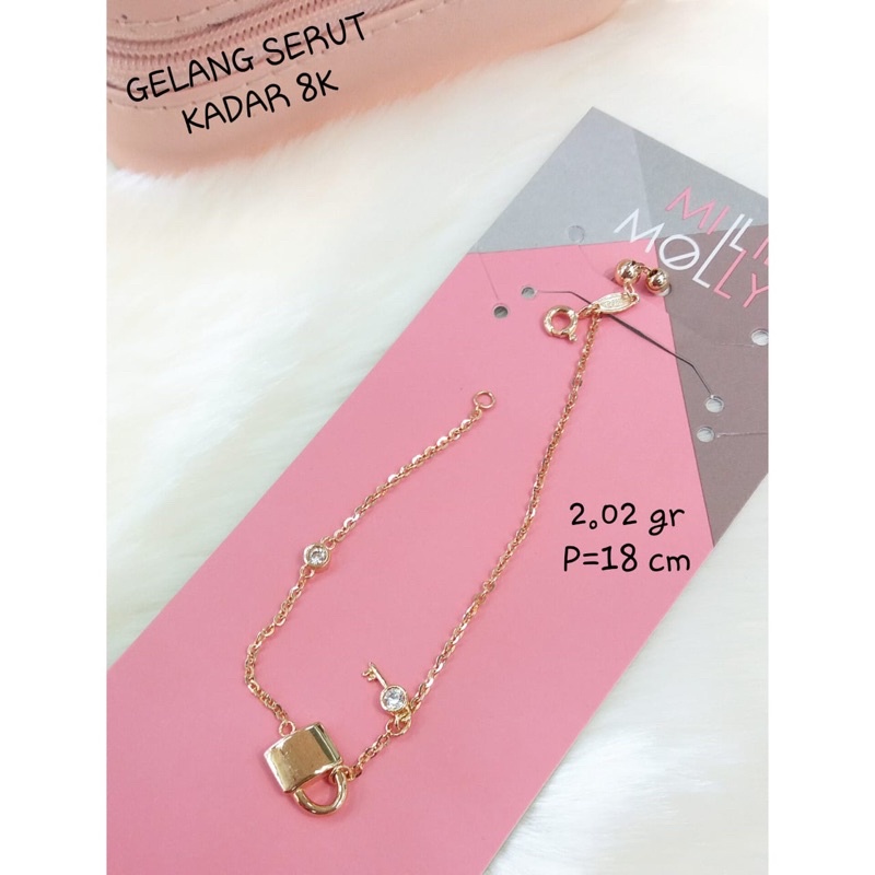 Gelang millie molly motif gembok kadar 375