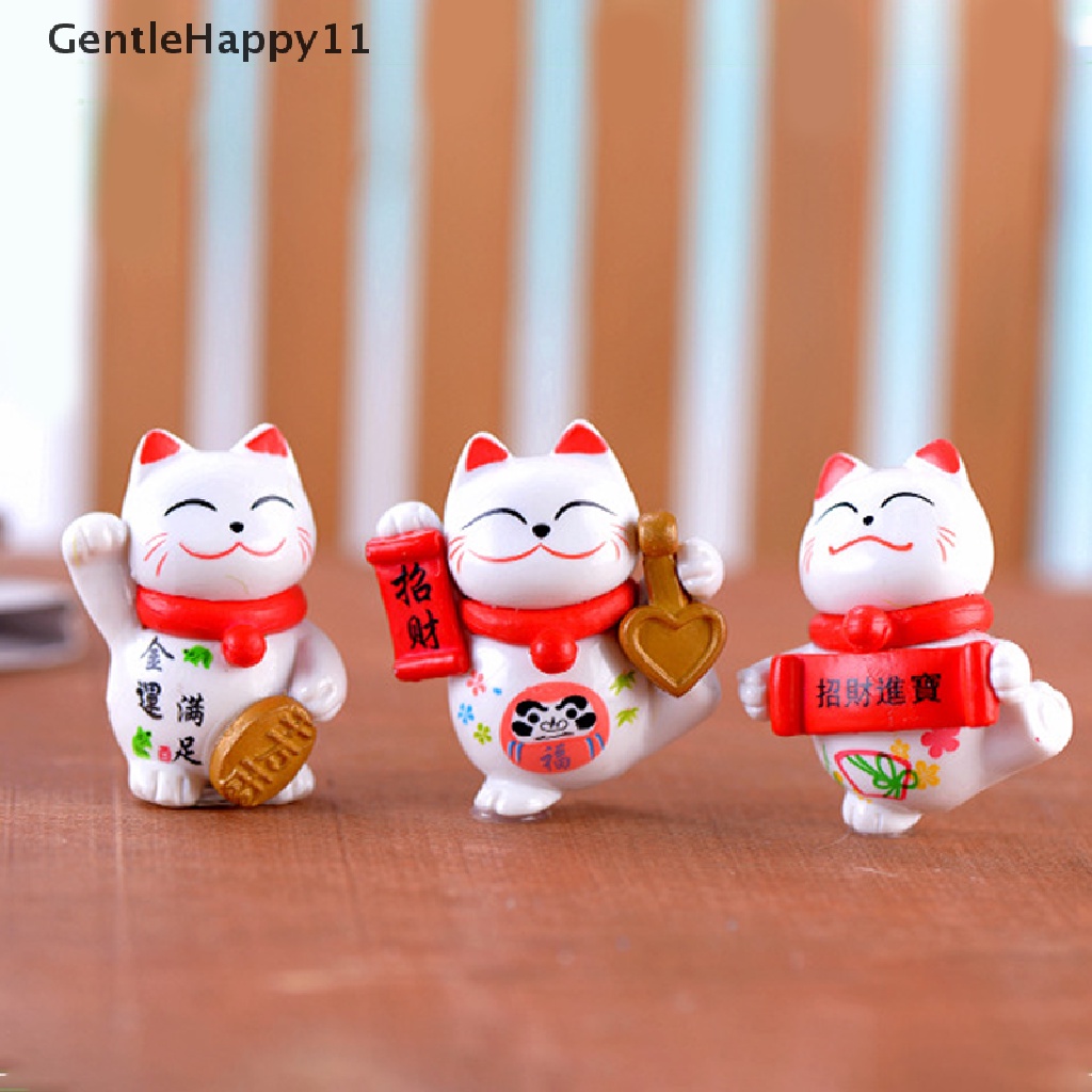 Gentlehappy Lucky Smile Uang Kucing Patung Mini Kerajinan Ornamen Miniatur Dekorasi Rumah id