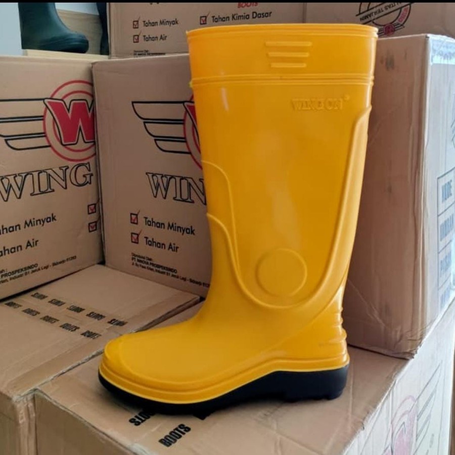 Sepatu Boots WING ON 8898 Kuning Panjang Sepatu Motor Waterproof