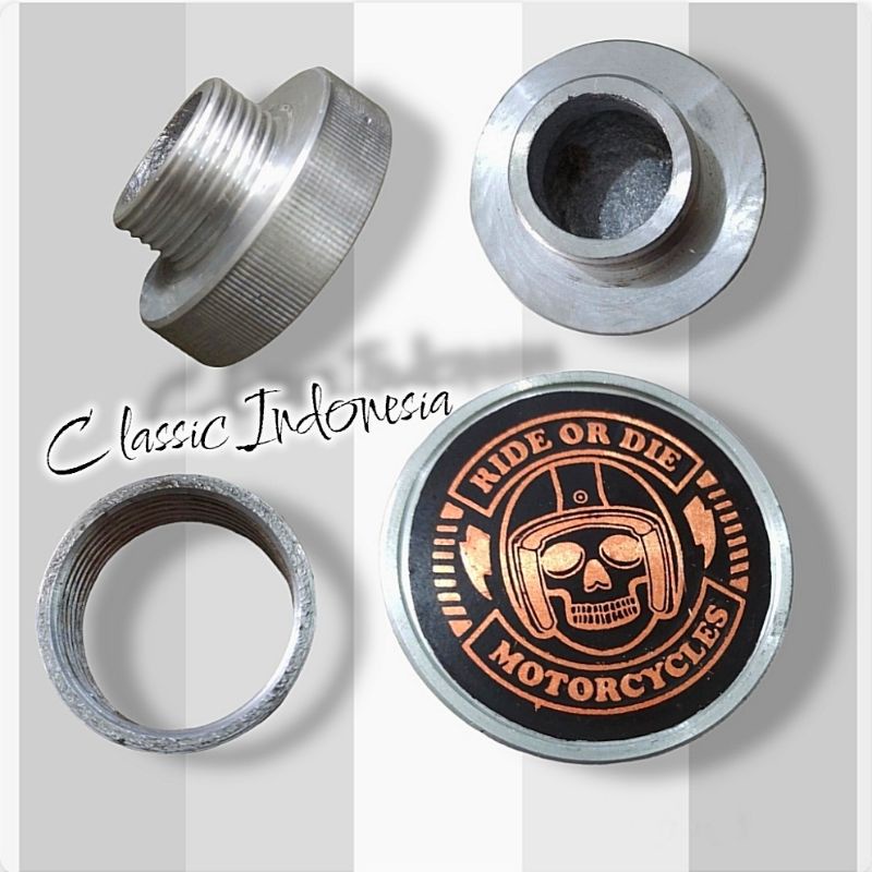 Tutup tangki cb japstyle custom drat motif helm orange