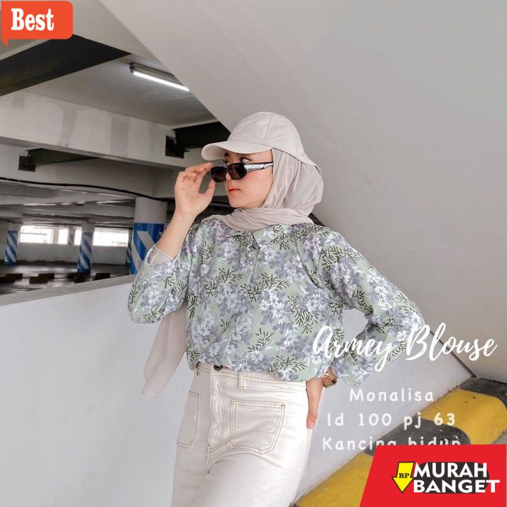 atasan wanita terbaru 2022 Armey Blouse Kemeja Wanita Archi Atasan Monalisa Motif Bunga