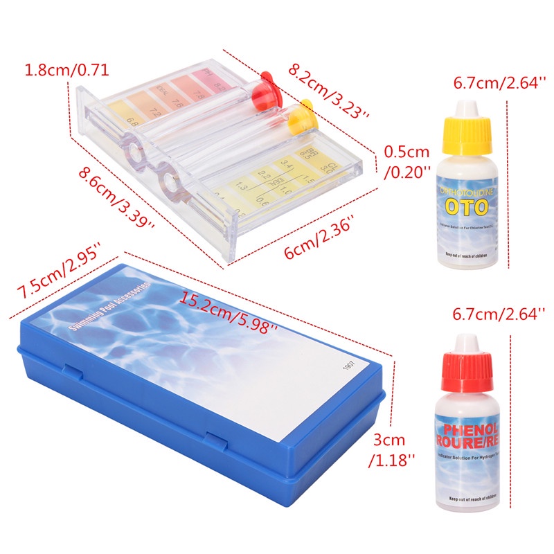 【2 in 1】Testkit Air PH Dan Chlorin/Tes Kit Kolam Renang/Alat Tes Kadar Air/Kit Uji Air Klorin PH