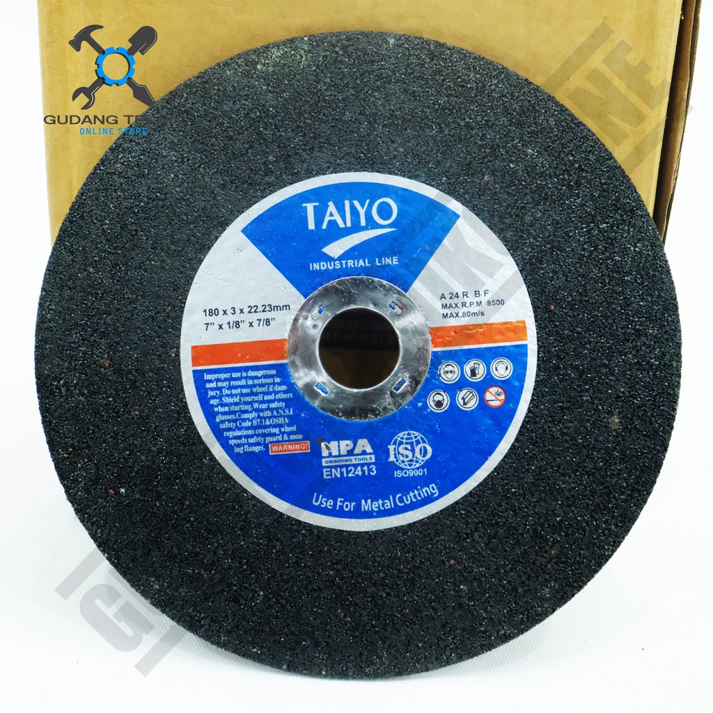 Batu Mata Gerinda Grenda Potong Logam Besi Stainless 7&quot; TAIYO / Grinding Cutting Wheel Metal Cutting 7 Inch TAIYO