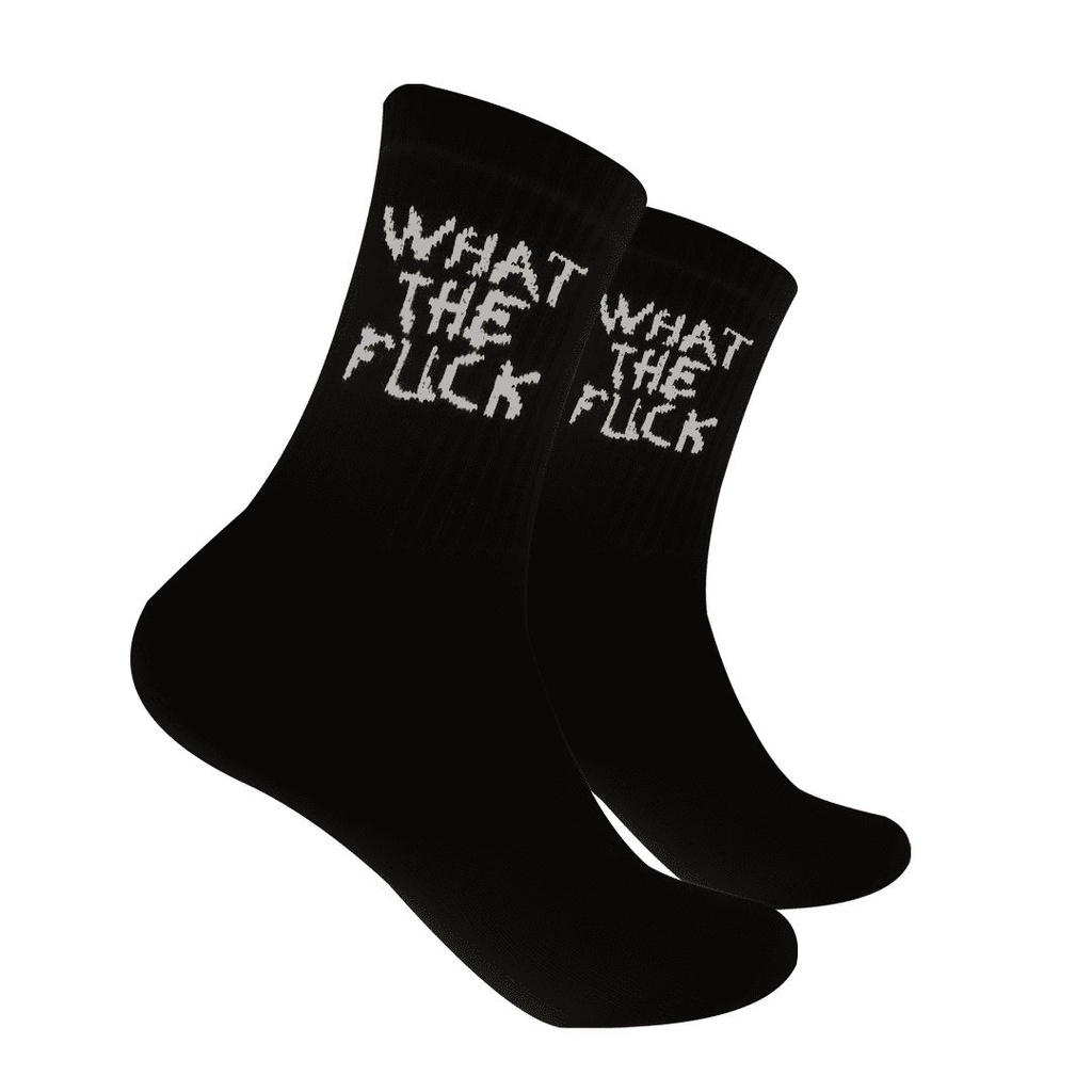 Kaos Kaki Motif WTF Hitam ( C4 )