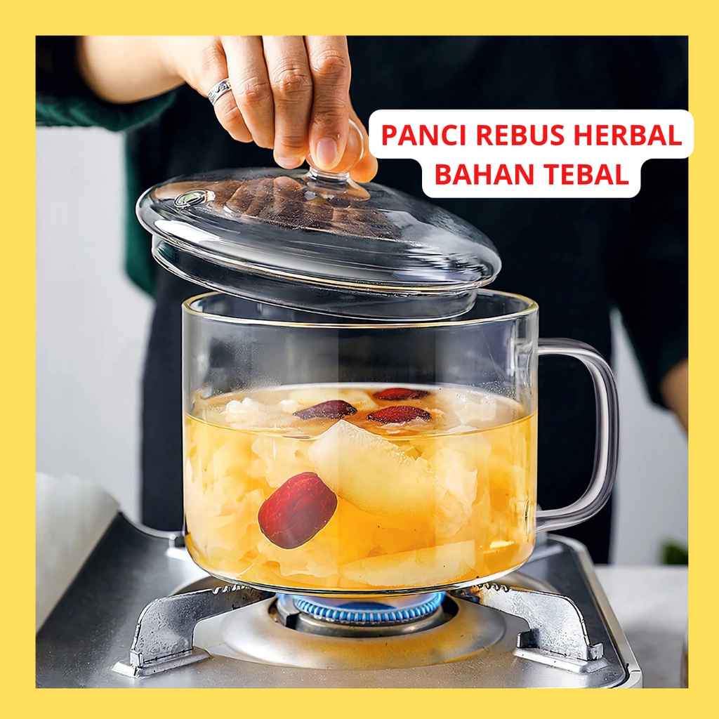 Panci Teko Pot Guci kaca TAhan Anti Panas Tempat Rebus masak Godok Herbal Tanaman Tumbuhan Obat Jamu