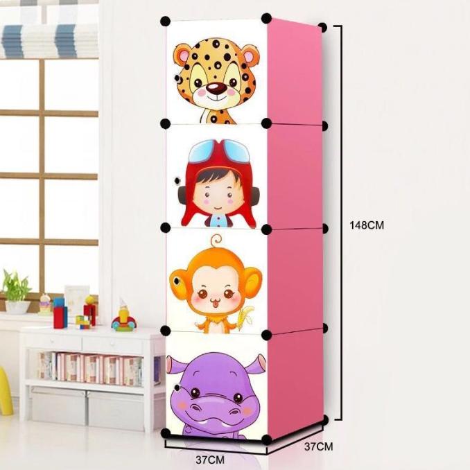 

Lemari pakaian portable lemari susun plastik lemari baju 4 pintu stock ready