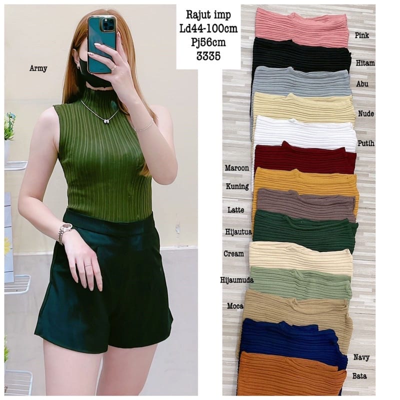 Tanktop TurtleNeck Lidya Knit Rajut Atasan Wanita Korean GS070