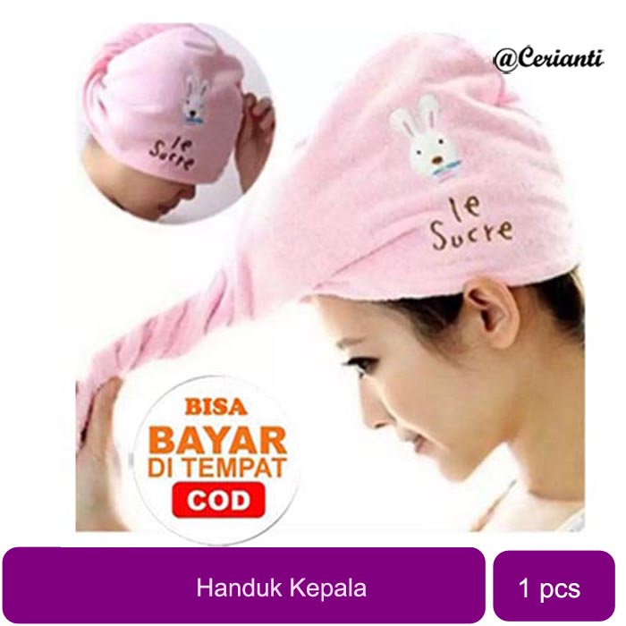 Handuk Kepala Pengering Rambut Keramas Microfiber Headband Towel