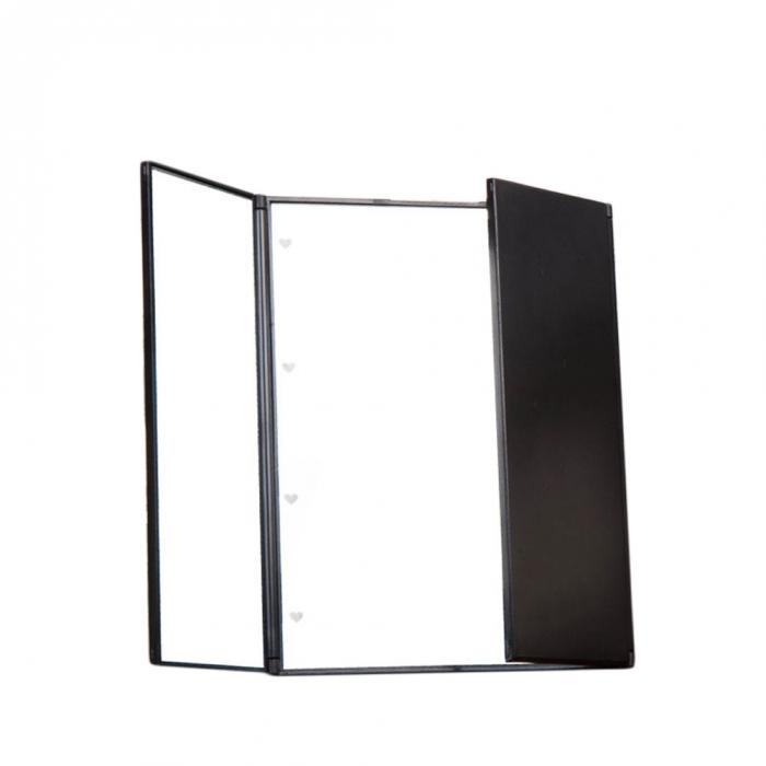 Cermin Makeup Portable Foldable Mirror + LED Light - MR02480 - Black