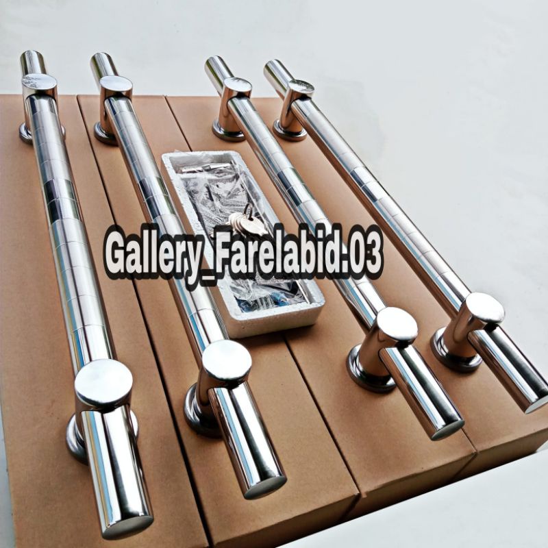 1 Meter Set Kunci Handle Tarikan Pintu Rumah Stainless Steel Bulat Spb Gagang Pintu Kupu Tarung 100 Cm Pegangan Pintu Minimalis