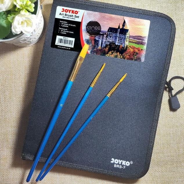 

Joyko Kuas Lukis Set 12 + Palette + Travel Bag / Art Brush Set BRS-7