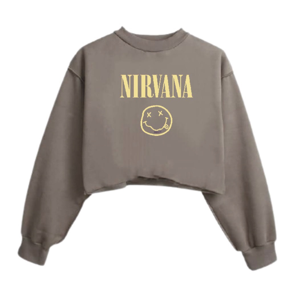 NIRVANA SWEATER CROPE OVERSIZE BAHAN FLEECE