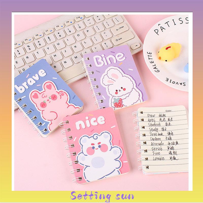 A7 Buku kecil Kartun mini notebook ring motif buku tullis kecil lucu notebook ring motif Perlengkapan sekolah TN