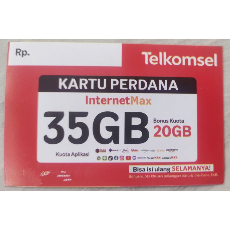 KARTU PERDANA 35 GB INTERNET MAX TELKOMSEL JAWA &  BALI MT 2023