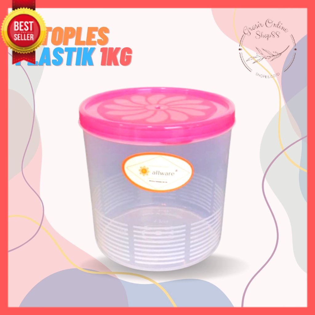 GOS -B313- Toples Plastik 1kg - Toples Kue Kering - Toples Penyimpanan Makanan - Toples Plastik