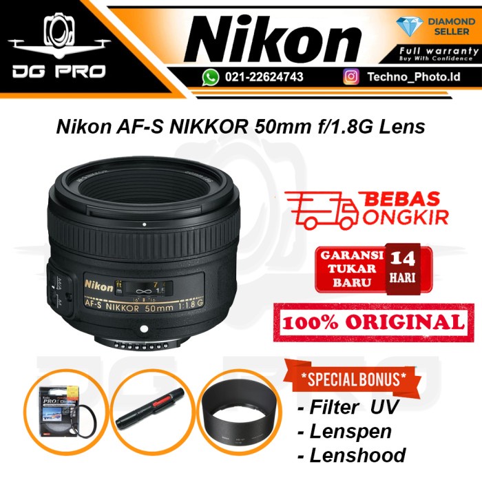 Nikon AF-S NIKKOR 50mm F1.8G - Lensa Nikon 50mm F1.8 G For Kamera SLR