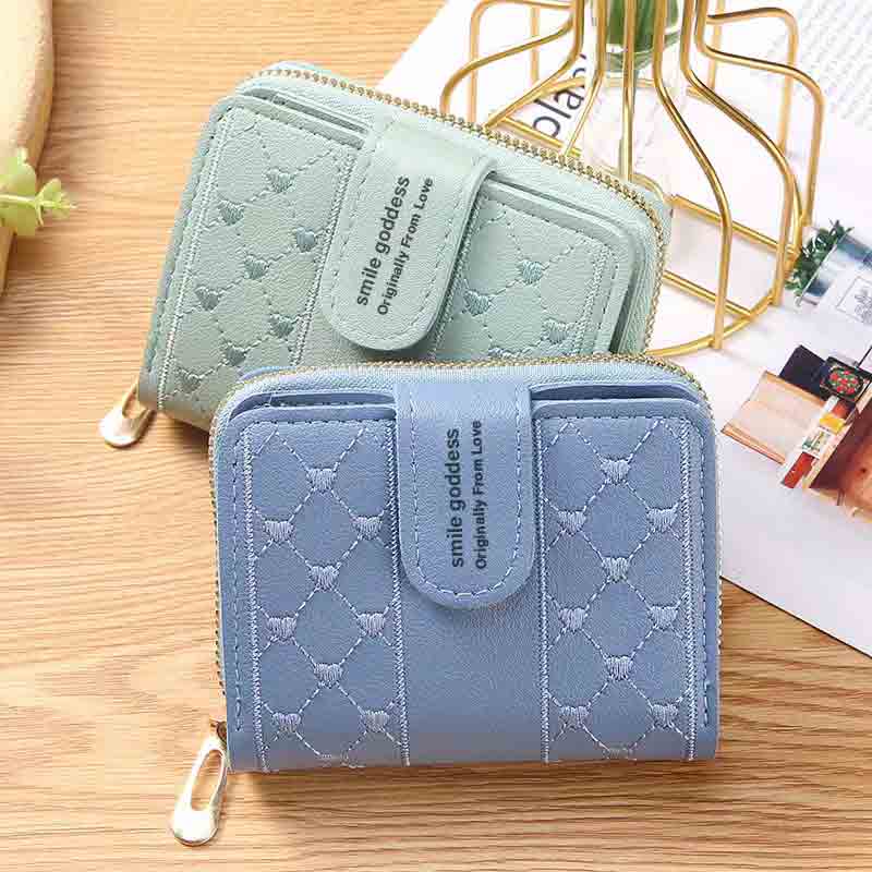 ASIN829 Dompet Wanita Korea Baru Ritsleting Pendek Dompet Koin Lucu 916 Dompet Koin Fashion Dompet Mode Multifungsi Dompet Lipat Pendek