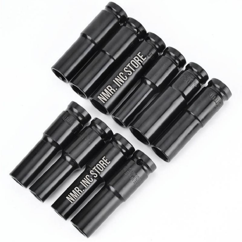 Mata Kunci Shock Impact Hitam Socket 1/2 Deep Wall Panjang, Sok, Sock
