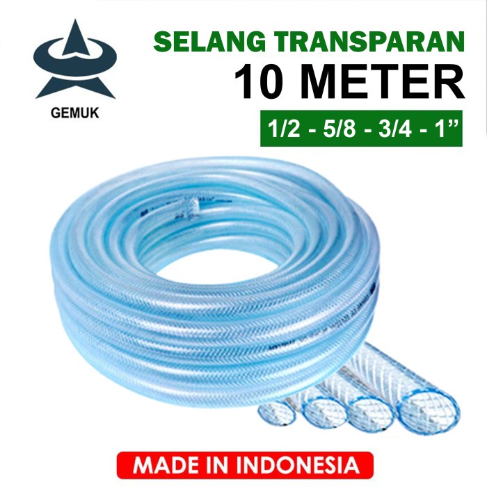 Termurah Selang Air 10 Meter / Selang Transparan 1/2 5/8 3/4 Inch / Selang Cuci