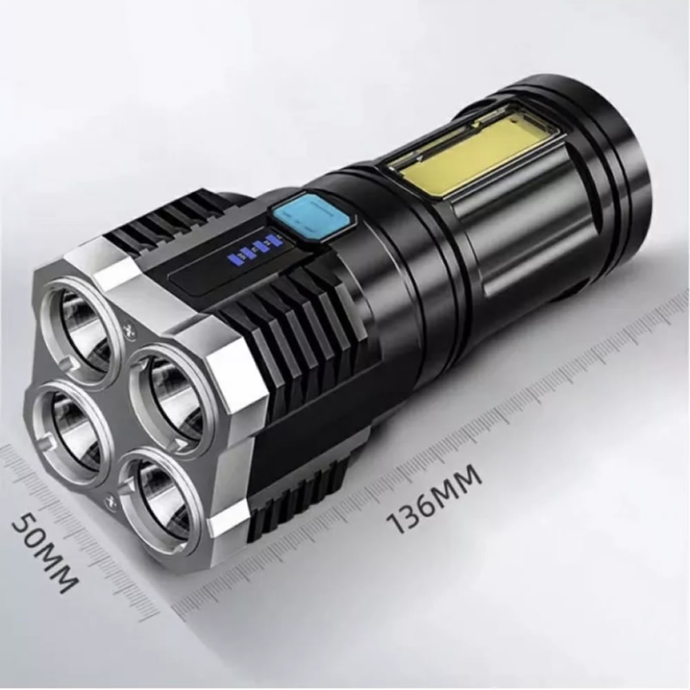 Senter L19 LED 4 Mata COB Super Terang Portable 3 Mode Lampu Hiking Camping USB Lamp Rechargeable