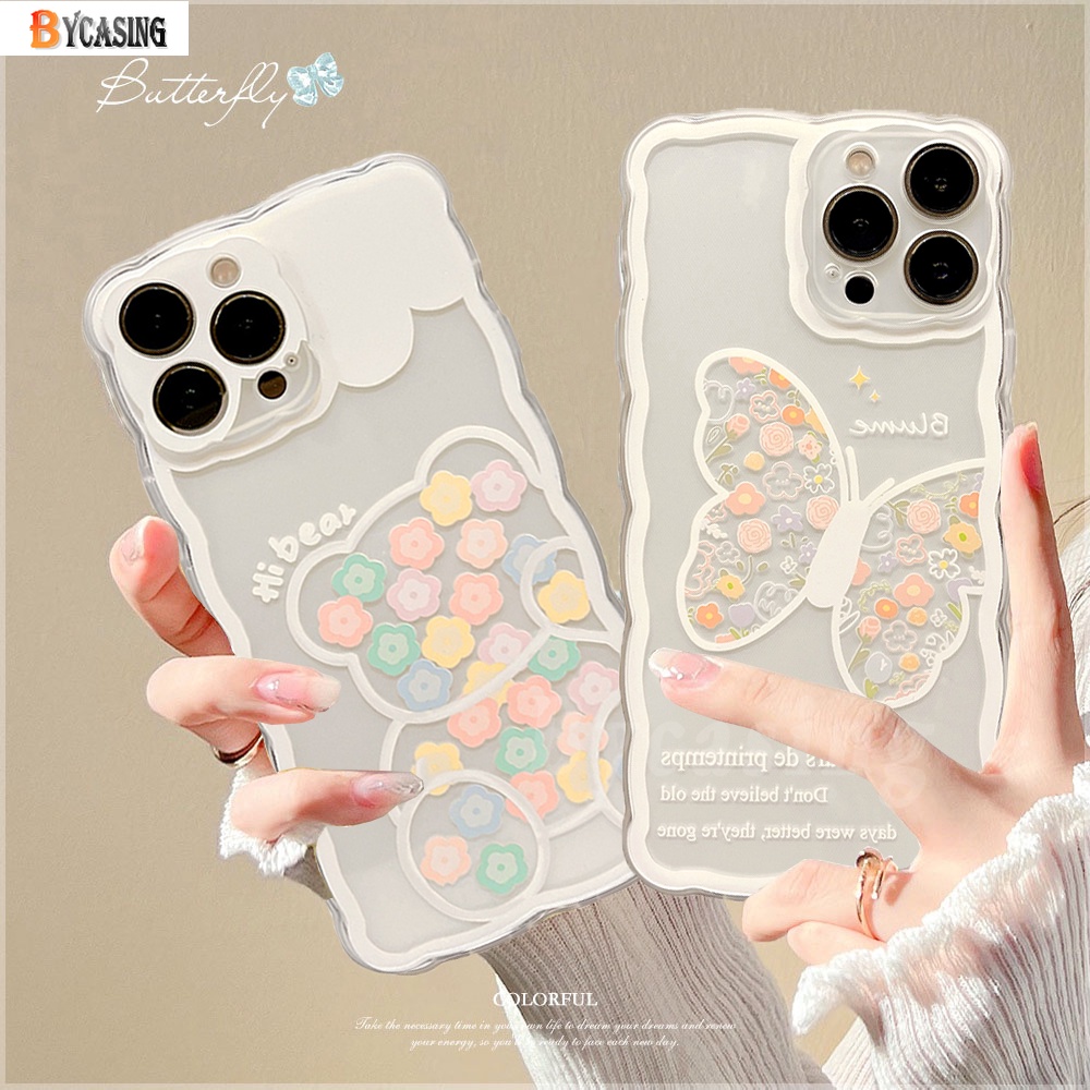 Soft Case TPU Motif Butterfly Bear Untuk iPhone 11 13 12 14 Pro MAX 7 8 Plus 6 6s Plus XR 14 Plus X XS MAX SE 2020