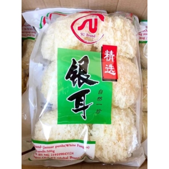 

Jamur Es Putih Salju 500gr / Jamur Salju Kering Su Brand