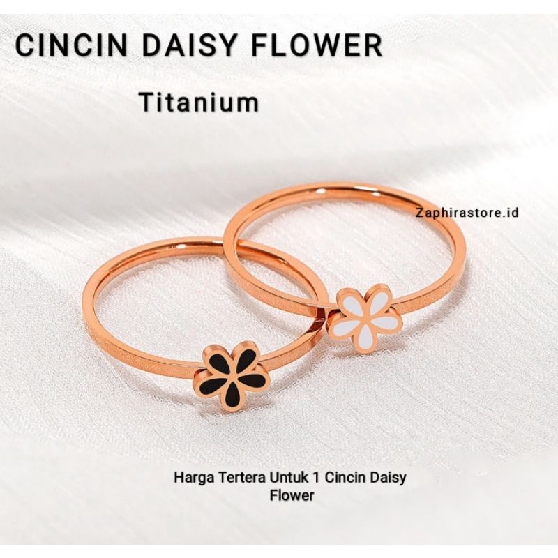 [TERBARU] CINCIN DAISY FLOWER TITANIUM / TIDAK LUNTUR / CINCIN FLOWER BLACK WHITE