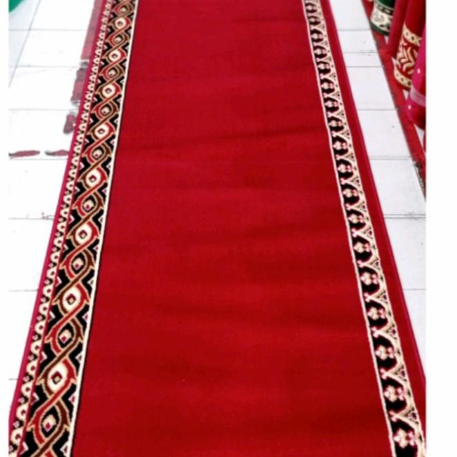 Karpet Masjid Tebal 8mm Meteran Sajadah Mushola Murah Medeena - Merah Polos M