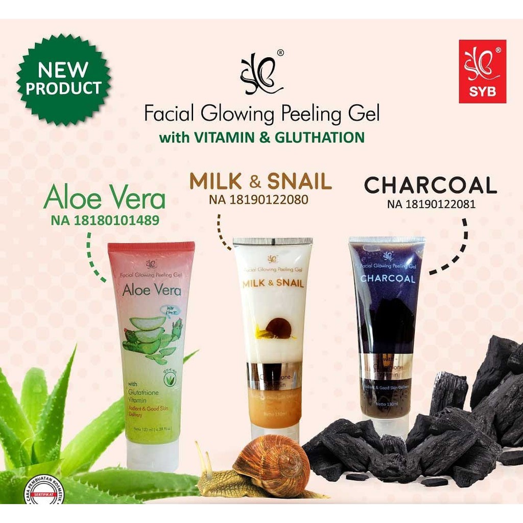 SYB Facial Glowing Peeling Gel Aloe Vera | Milk &amp; Snail | Charcoal