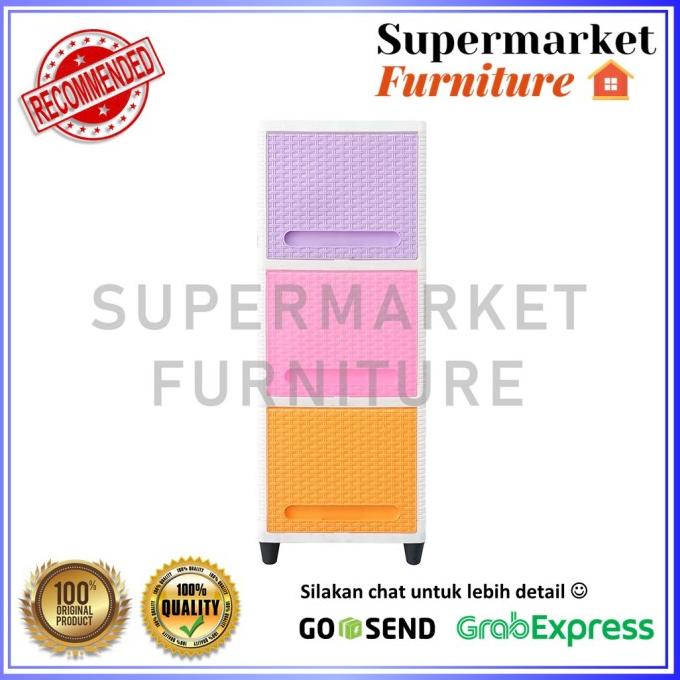 

Lemari Baju Pakaian Laci Plastik Serbaguna Club Flip Susun 3 WJC stock ready
