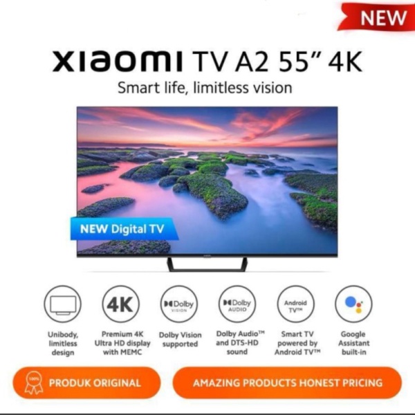 Xiaomi TV A2 55 inch Smart 4K UHD Android TV Digital DVBT2 Original - Kurir Toko Promo